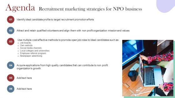 Agenda Recruitment Marketing Strategies For NPO Business Structure PDF