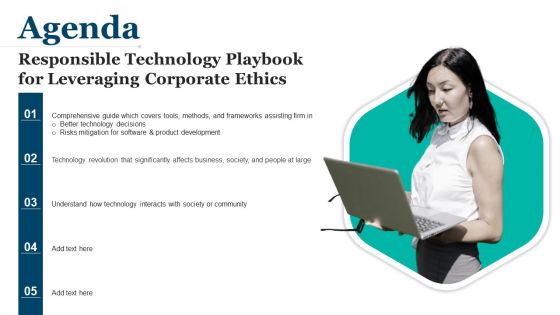 Agenda Responsible Technology Playbook For Leveraging Ppt PowerPoint Presentation File Design Ideas PDF