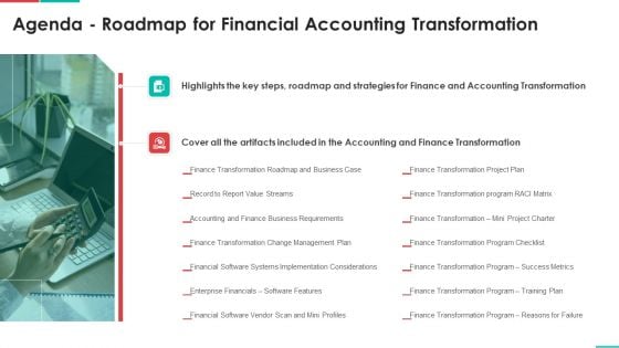 Agenda Roadmap For Financial Accounting Transformation Rules PDF