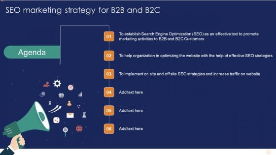 Agenda SEO Marketing Strategy For B2B And B2C Topics PDF