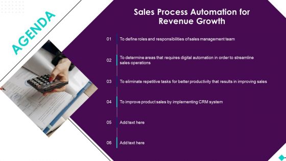 Agenda Sales Process Automation For Revenue Growth Infographics PDF