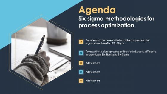 Agenda Six Sigma Methodologies For Process Optimization Designs PDF