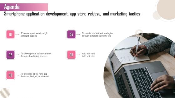 Agenda Smartphone Application Development App Store Release And Marketing Tactics Themes PDF