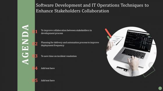 Agenda Software Development IT Operations Techniques Enhance Stakeholders Collaboration Introduction PDF