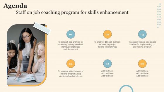 Agenda Staff On Job Coaching Program For Skills Enhancement Brochure PDF