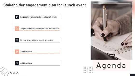 Agenda Stakeholder Engagement Plan For Launch Event Guidelines PDF