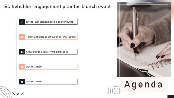 Agenda Stakeholder Engagement Plan For Launch Event Guidelines PDF Agenda Stakeholder Engagement Plan For Launch Event Guidelines PDF