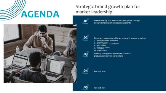 Agenda Strategic Brand Growth Plan For Market Leadership Clipart PDF