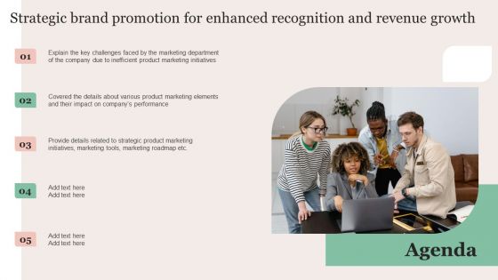 Agenda Strategic Brand Promotion For Enhanced Recognition And Revenue Growth Designs PDF