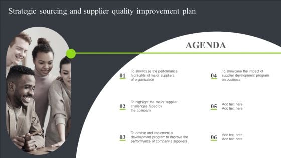 Agenda Strategic Sourcing And Supplier Quality Improvement Plan Structure PDF