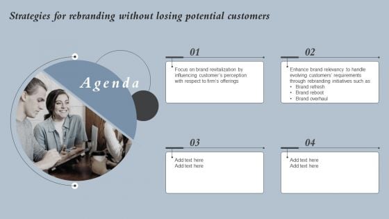 Agenda Strategies For Rebranding Without Losing Potential Customers Background PDF Agenda Strategies For Rebranding Without Losing Potential Customers Background PDF