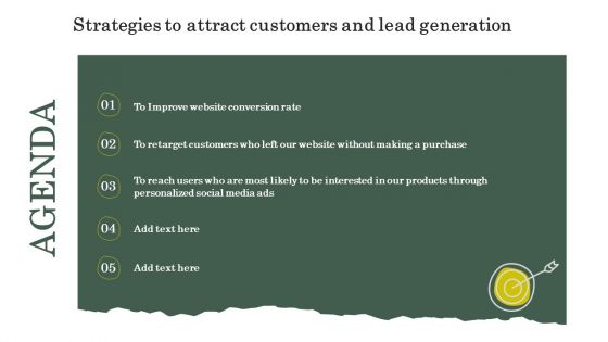 Agenda Strategies To Attract Customers And Lead Generation Elements PDF