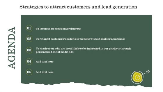 Agenda Strategies To Attract Customers And Lead Generation Elements PDF Agenda Strategies To Attract Customers And Lead Generation Elements PDF