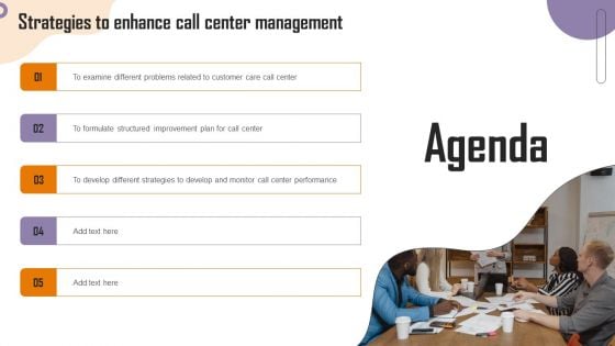 Agenda Strategies To Enhance Call Center Management Summary PDF