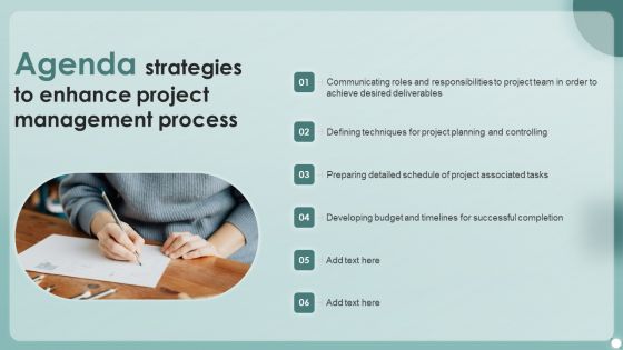 Agenda Strategies To Enhance Project Management Process Brochure PDF
