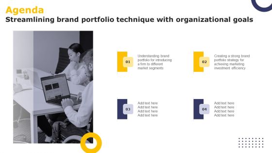 Agenda Streamlining Brand Portfolio Technique With Organizational Goals Graphics PDF