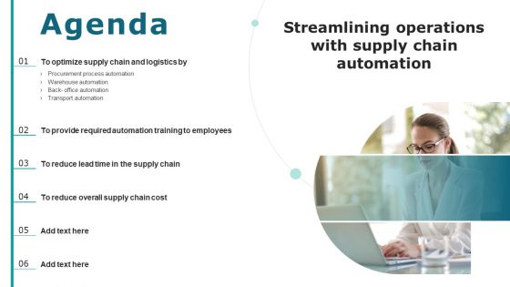 Agenda Streamlining Operations With Supply Chain Automation Formats PDF Agenda Streamlining Operations With Supply Chain Automation Formats PDF