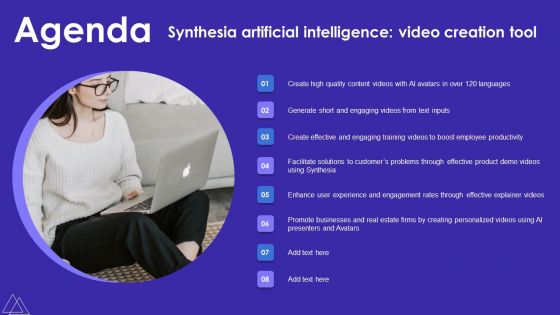 Agenda Synthesia Artificial Intelligence Video Creation Tool Topics PDF Agenda Synthesia Artificial Intelligence Video Creation Tool Topics PDF