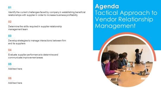 Agenda Tactical Approach To Vendor Relationship Management Pictures PDF