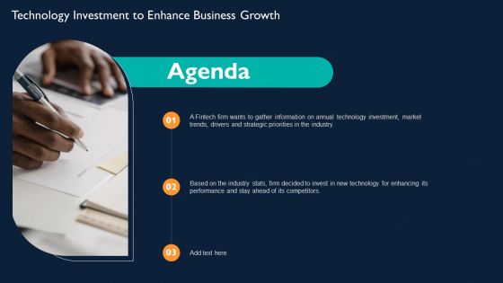 Agenda Technology Investment To Enhance Business Growth Diagrams PDF