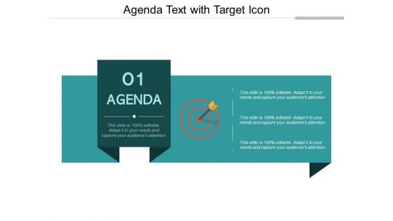 Agenda Text With Target Icon Ppt Powerpoint Presentation Infographics Graphics Example