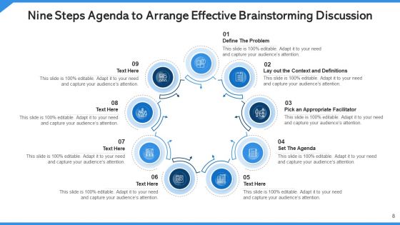 Agenda To Arrange Effective Brainstorming Discussion Context Ppt PowerPoint Presentation Complete Deck With Slides