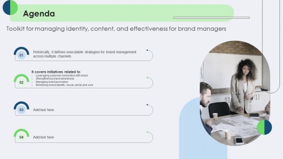 Agenda Toolkit For Managing Identity Content And Effectiveness For Brand Managers Structure PDF