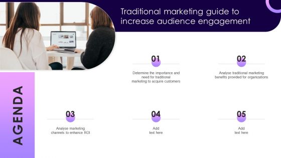 Agenda Traditional Marketing Guide To Increase Audience Engagement Pictures PDF