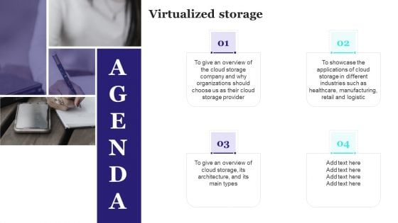 Agenda Virtualized Storage Ppt PowerPoint Presentation File Background Images PDF