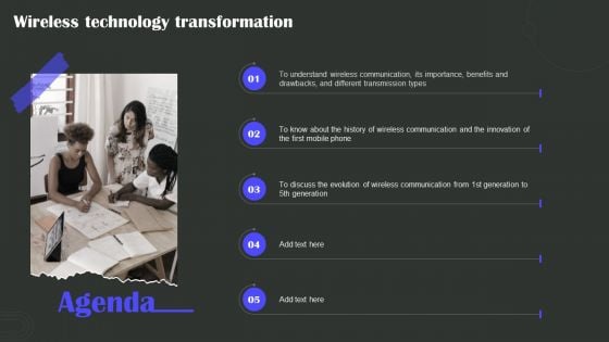 Agenda Wireless Technology Transformation Demonstration PDF