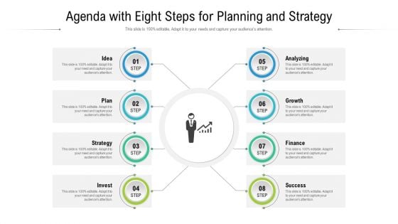 Agenda With Eight Steps For Planning And Strategy Ppt Show Rules PDF