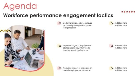 Agenda Workforce Performance Engagement Tactics Background PDF