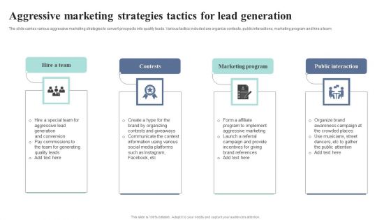 Aggressive Marketing Strategies Tactics For Lead Generation Professional PDF