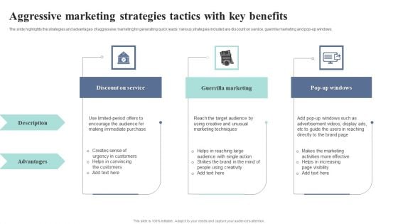 Aggressive Marketing Strategies Tactics With Key Benefits Ideas PDF