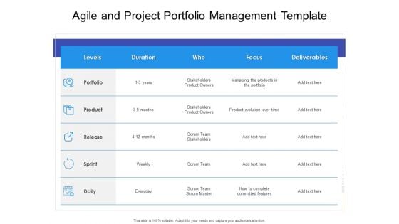 Agile And Project Portfolio Management Template Ppt PowerPoint Presentation Layouts Graphics Download PDF