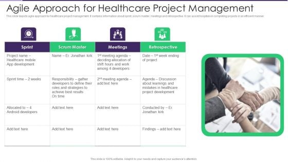 Agile Approach For Healthcare Project Management Inspiration PDF