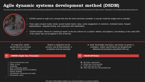 Agile Approach In Information Technology Projects Agile Dynamic Systems Development Method DSDM Icons PDF