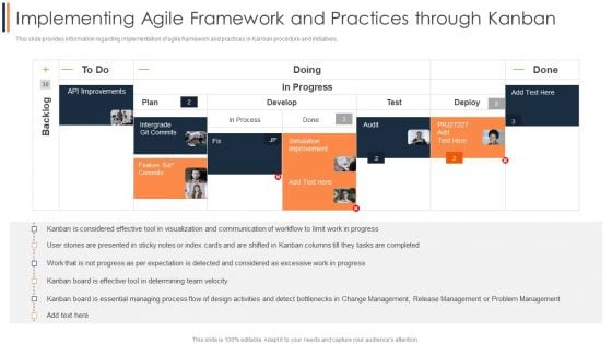 Agile Approach To Digital Transformation IT Implementing Agile Framework And Practices Through Kanban Diagrams PDF