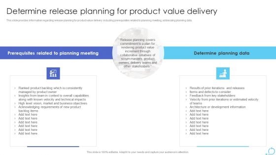 Agile Approaches For IT Team Playbook Determine Release Planning For Product Value Delivery Ideas PDF