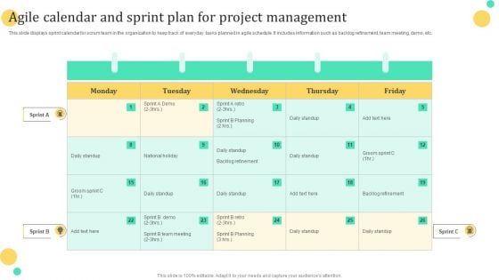 Agile Calendar And Sprint Plan For Project Management Rules PDF