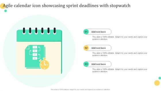 Agile Calendar Icon Showcasing Sprint Deadlines With Stopwatch Demonstration PDF