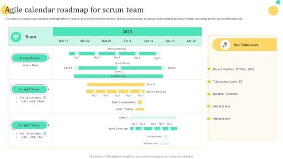 Agile Calendar Roadmap For Scrum Team Guidelines PDF