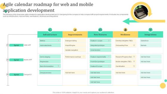 Agile Calendar Roadmap For Web And Mobile Application Development Sample PDF