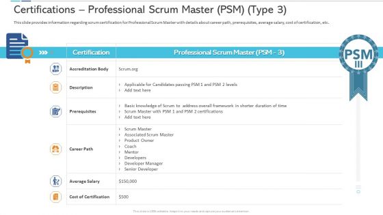 Agile Certificate Coaching Company Certifications Professional Scrum Master PSM Type Professional PDF