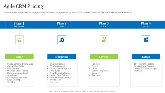 Agile Customer Relationship Management It Agile Crm Pricing Mockup PDF