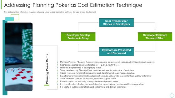 Agile Expenditure Evaluation Methodologies For Project Management IT Addressing Planning Poker Infographics PDF