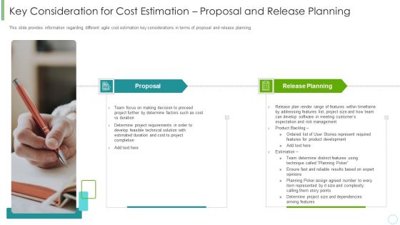 Agile Expenditure Evaluation Methodologies For Project Management IT Key Consideration For Cost Graphics PDF