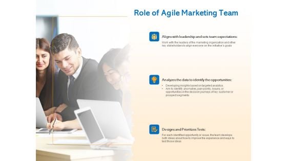 Agile Marketing Approach Role Of Agile Marketing Team Ppt Icon Background PDF