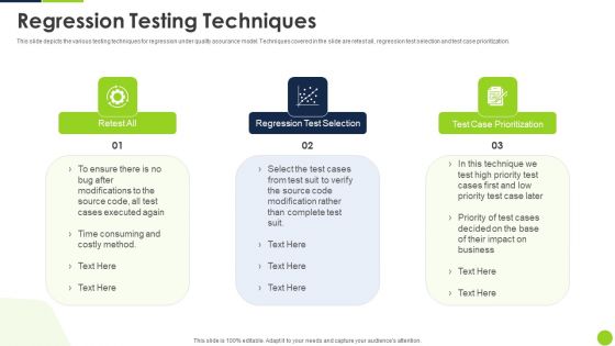 Agile Methodology Quality Control Regression Testing Techniques Ppt Show Inspiration PDF