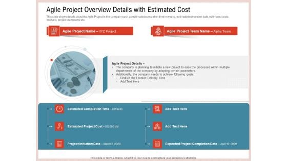 Agile Model Improve Task Team Performance Agile Project Overview Details With Estimated Cost Diagrams PDF